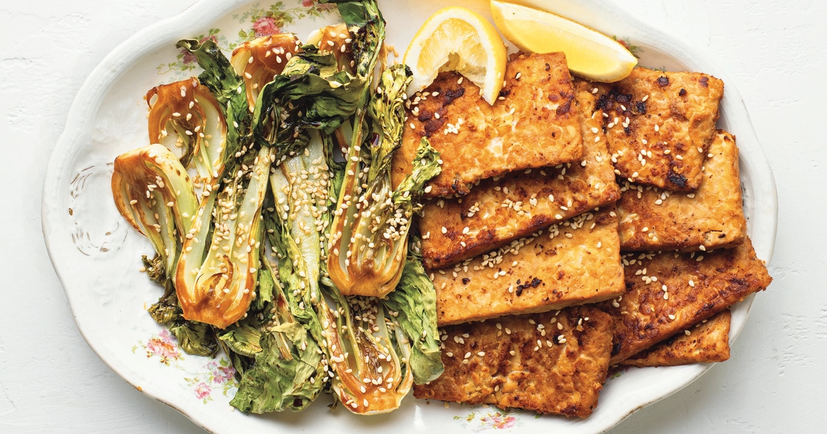Miso-Mustard Tempeh With Roasted Baby Bok Choy - Young By Choice